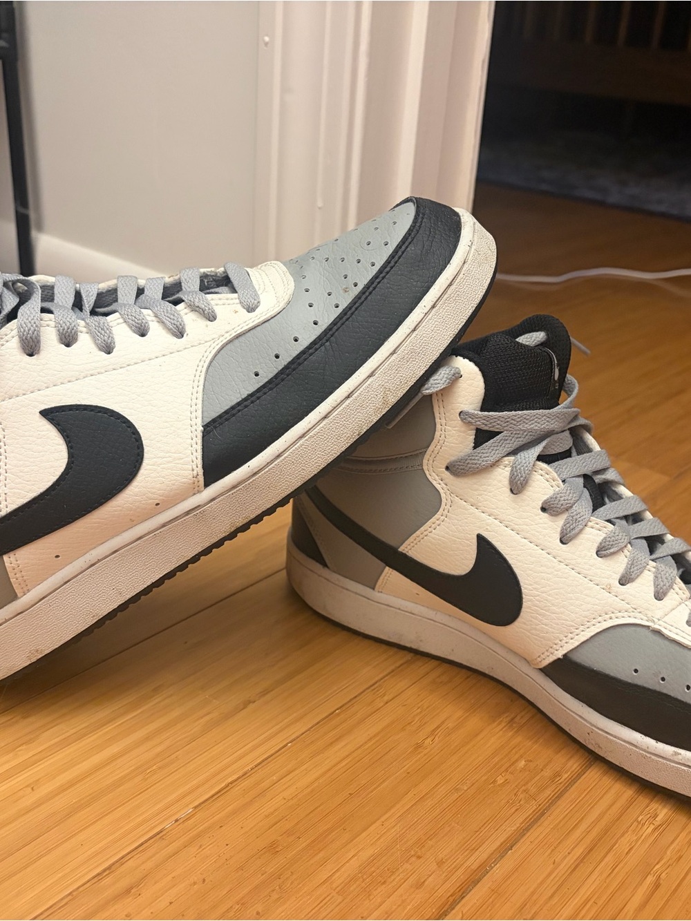 Nike White, Gray & Black Mid-Top Sneakers